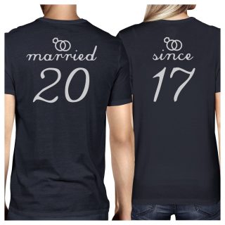 Married Since Custom Matching Couple Navy Shirts
