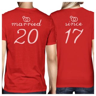 Married Since Custom Matching Couple Red Shirts