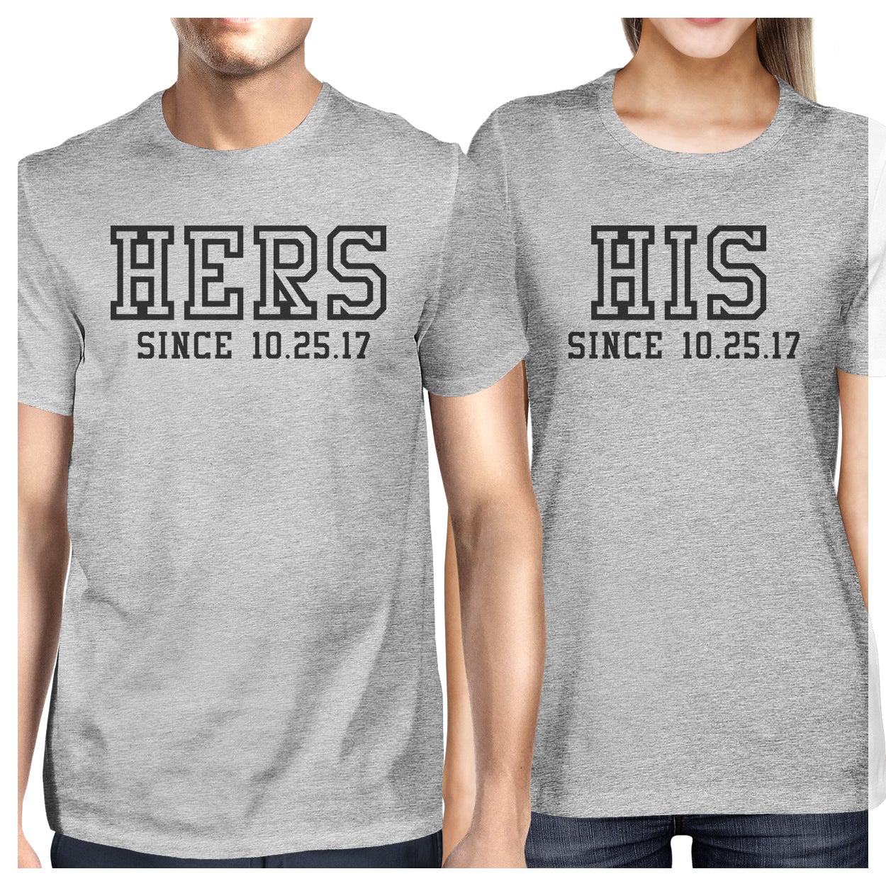 Hers And His Since Custom Matching Couple Grey Shirts